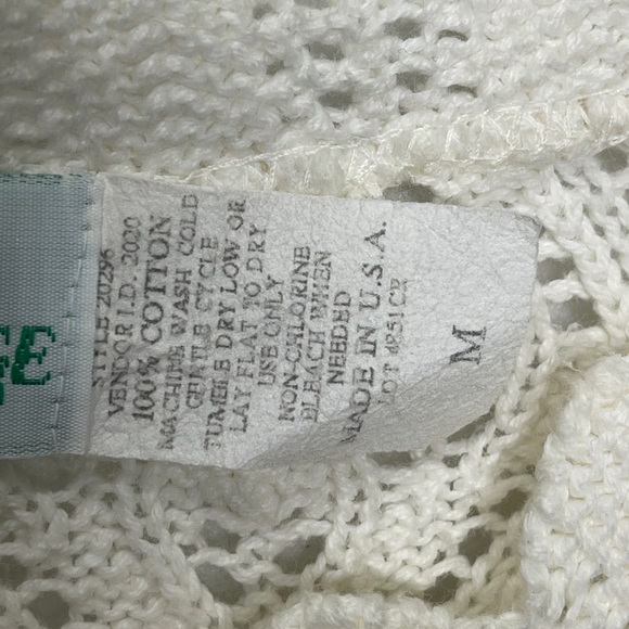 Willow Ridge Vintage 100% Cotton Knit Scalloped Detail Crochet Grandma Sweater - Picture 5 of 6